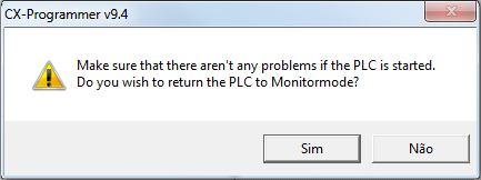 que estava anteriormente ao Processo de Download da Aplicação ao CLP. Ao pressionar o Botão Não, o CLP permanecerá no Modo Programação.