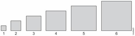 EXERCÍCIOS PARA AULA 1. Em um trabalho escolar, João foi convidado a calcular as áreas de vários quadrados diferentes, dispostos em sequência, da esquerda para a direita, como mostra a figura.