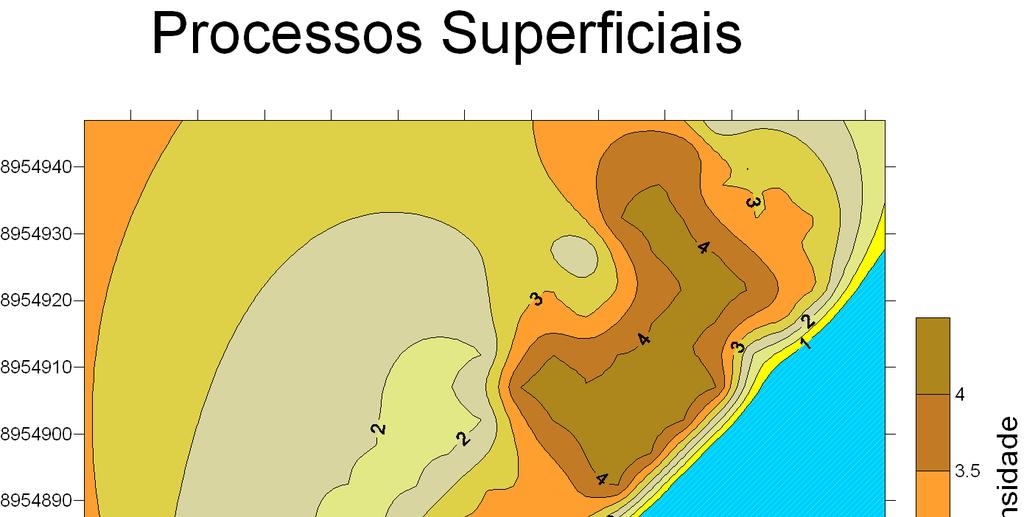 metros Figura 09 Mapa de Isovalores de Estabilidade Ambiental do Nível Categórico Processos Superficiais.