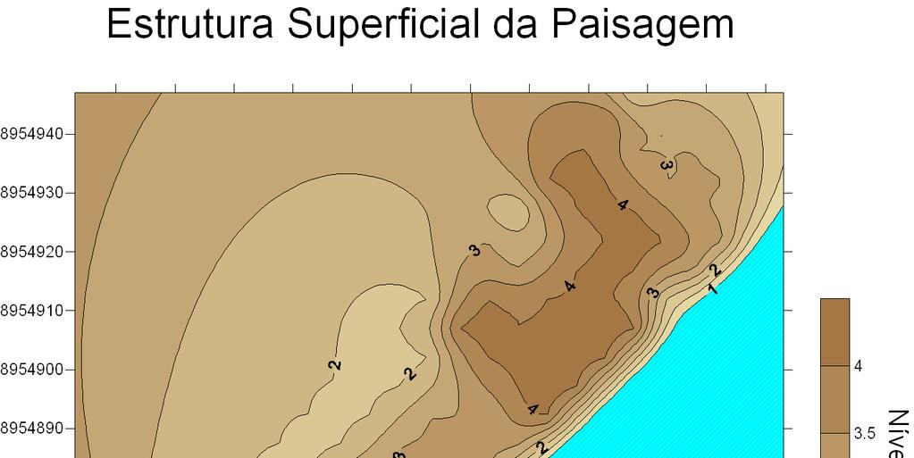 metros Figura 04 Mapa de isovalores de estabilidade ambiental do nível categórico estrutura superficial da paisagem.