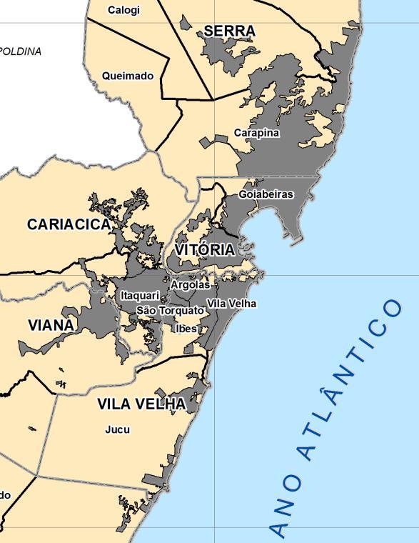 Figura 1: Detalhe da Microrregião Metropolitana. Fontes: IJSN, IBGE, GEOBASES/IDAF. Disponível em: <www.ijsn.es.gov.br>, consultada em 28/06/2014.