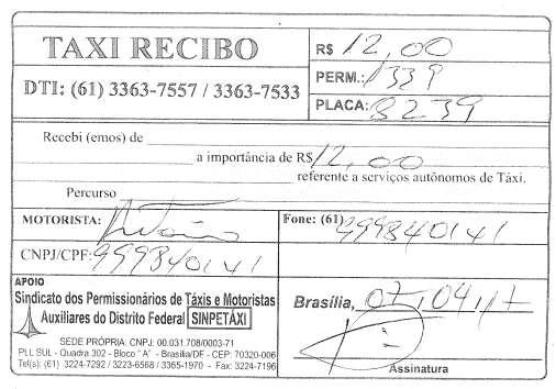 11 07/abr Recibo de taxi.