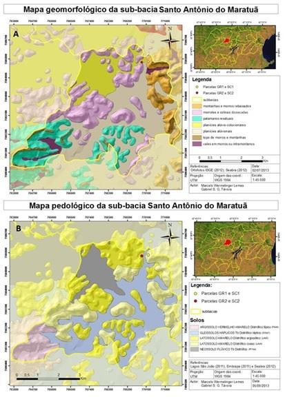 Figura 1 Mapas de classificação (A) geomorfológica e