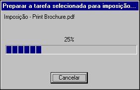 5-4 Utilização do DocBuilder Pro Uma janela de status é exibida enquanto a tarefa sofre o processo de geração de imagem para a janela Imposição. Quando abre, a janela Imposição exibe a tarefa.