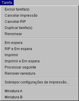 7-4 Fiery Spooler Se você tiver conectado como um Administrador ou Operador, você poderá interagir com uma tarefa sempre que ela aparecer na janela, selecionando-a e escolhendo um comando a partir do