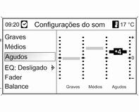 Introdução 23 Definições do som Navi 600/Navi 900 No menu de definições do som, as características do som podem ser definidas de