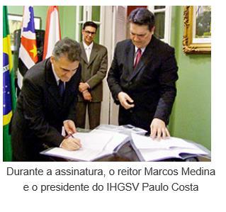 assinatura de acordo de cooperação técnica e científica ente a UNISANTOS e o