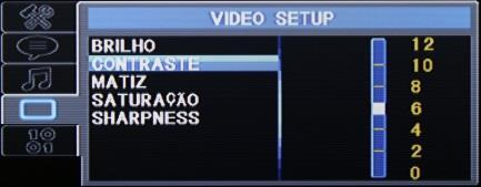 Contraste: Configura o contraste na imagem do aparelho, com as opções 0, 2, 4, 6, 8, 10 e 12, tendo como a opção padrão 6.