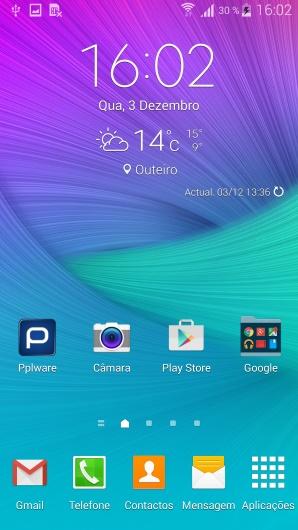 O Galaxy Note 4 vem com a versão 4.4.4 do Android KitKat modificada pela interface TouchWiz Nature UX 3.0.