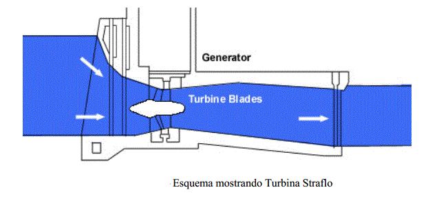 Turbinas Tubular, Bulbo e Straflo A turbina Straflo (straight flow) também é bastante semelhante à Turbina Tubular.