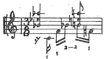 71 No compasso 11 (Fig. 49), temos a apresentação de um novo material, composto pelo mesmo acorde quartal do primeiro motivo, intercalado por uma nota no baixo.