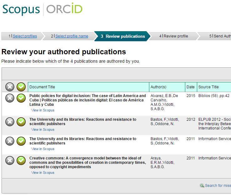 Importação de registros Verifique as publicações