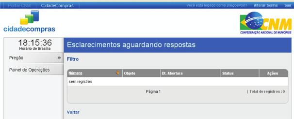 12 Digite a resposta do esclarecimento no campo reservado para esta função e clique em Responder ; Clique em Fechar se desejar responder