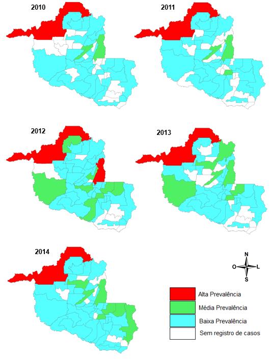 25 Figura 02: Distribuição da prevalência de Lesão de Baixo Grau por município no estado de Rondônia no período de 2010 a 2014 Fonte dos dados:siscolo/sinam.