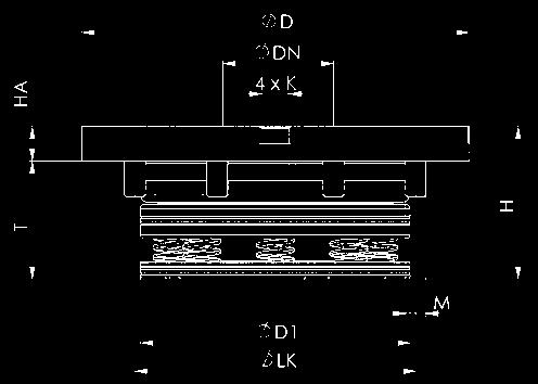 Módulo de fixação de embutir, redondo 6206LA redondo Abrir pneumaticamente. Descarga pneumática. Abrir pressão de funcionamento: K10.3 mín. 5 bar K20.3 mín. 4,5 bar Tampa e pistão temperados.