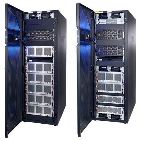 Configurações densas de gabinete único Todos os arrays VMAX 3 podem ser configurados com um único mecanismo por gabinete e até 6 DAEs.