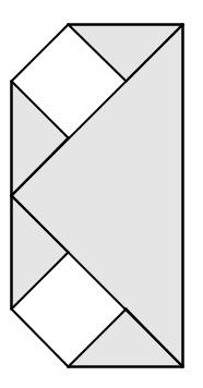 2ª solução: O triângulo cinzento da figura tem área igual a 1 8 2 3 da área do quadrado. A área da região não pintada é então 1 = 8 4 da área do quadrado, ou seja, 3 16 12 4 = cm2.