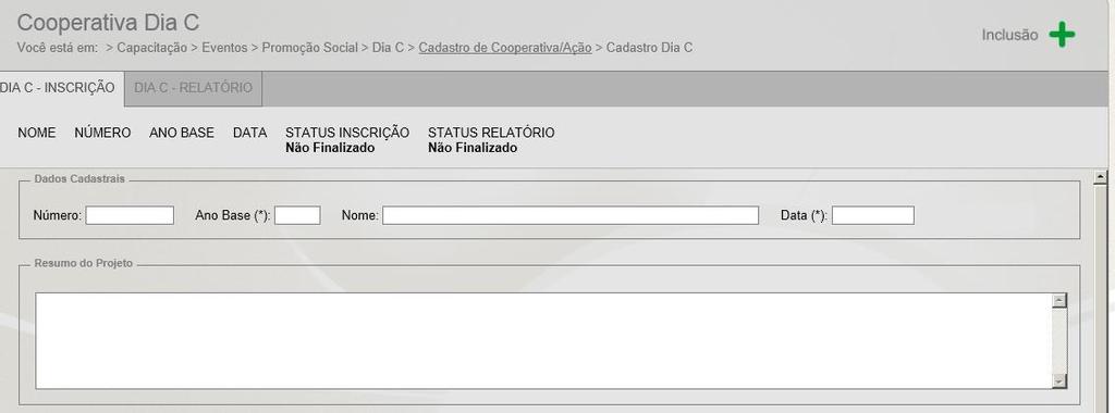 Nesse campo deverão ser inseridas as informações referentes ao projeto e obrigatoriamente os PA S que farão a s atividades em conjunto.