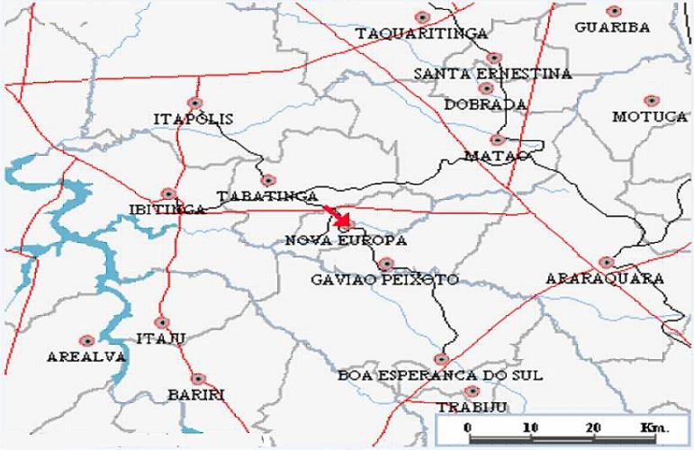 Hierarquização para orientar manutenção de rodovias não-pavimentadas página 68 Segundo WIKIPEDIA (2005), Nova Europa, estado de São Paulo, é município localizado na latitude em 21º46'42" Sul e na