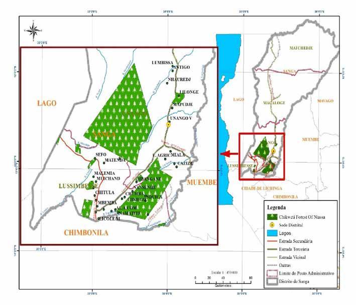Figura 4: Mapa de plantações florestais no Distrito de Sanga