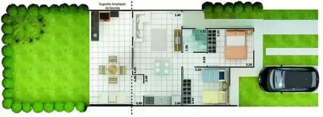 75 Casa A - 45,74m² - Cozinha, lavanderia,