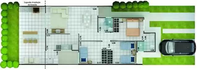 Casa B1-58,63m² - Cozinha, lavanderia,