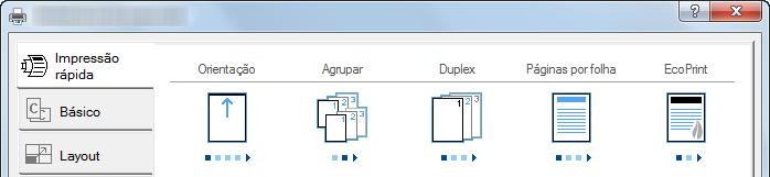 º Descrição 1 Separador [Impressão Rápida] Fornece ícones que podem ser utilizados para uma configuração fácil das funções frequentemente utilizadas.