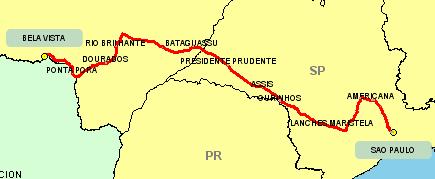 Página 29 Figura 9: Itinerário secundário 1 da ligação SAO PAULO (SP) BELA VISTA (MS) Tabela 18: Itinerário secundário 1 da ligação SAO PAULO (SP) BELA VISTA (MS) Origem: SAO PAULO (SP) Destino: BELA