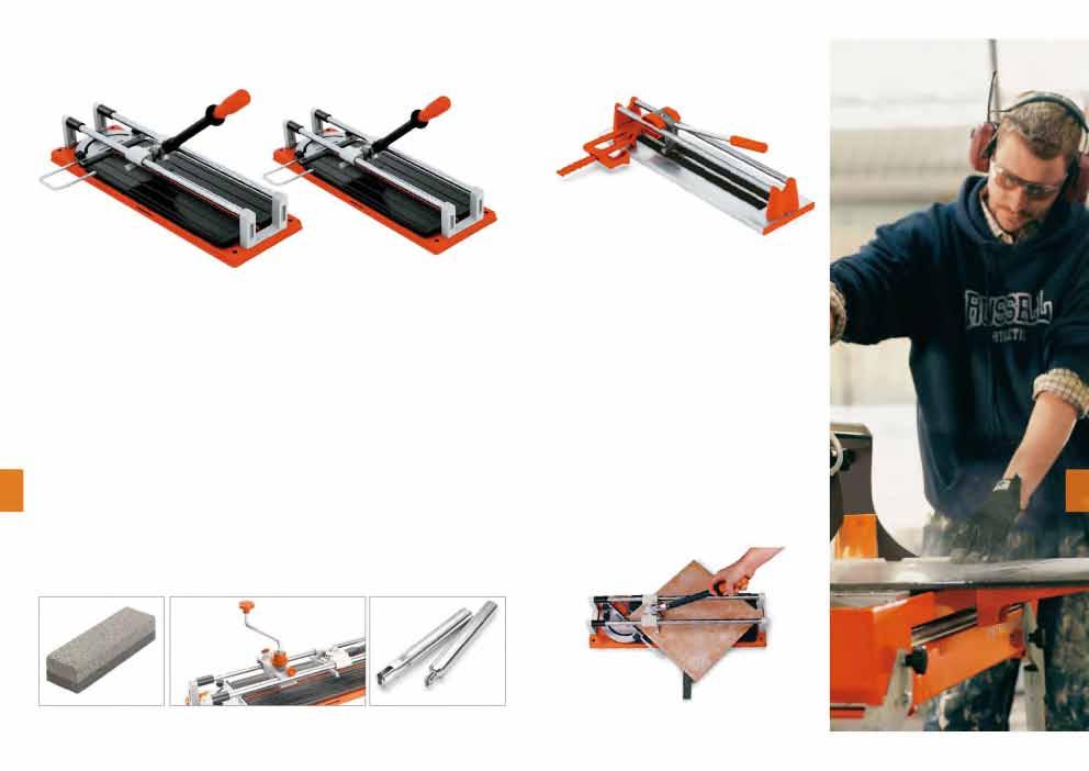 Husqvarna TC 670 / TC 470. Husqvarna BC 430. Corte manual de ladrilhos com precisão. Cabo de acção dupla (corte e separação). Fixação rápida de ferramentas (rodando o cabo).