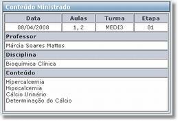 Para obter mais informações sobre aula você deve clicar na descrição da aula.