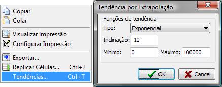 3 Interface Gráfica De forma semelhante ao que foi apresentado na Introdução, apresenta-se na Figura 3 o novo item de menu suspenso em planilhas, denominado de Tendências.