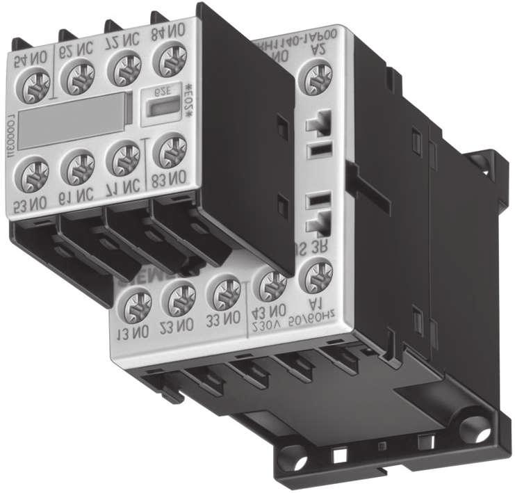 Contatores auxiliares RH SIRIUS RH + RH9 nominal Ie AC5 / AC V V Execuções de contatos Para ampliar programação de contatos, veja abaixo bloco aditivo de contatos (NA) Para complementar o tipo ( )