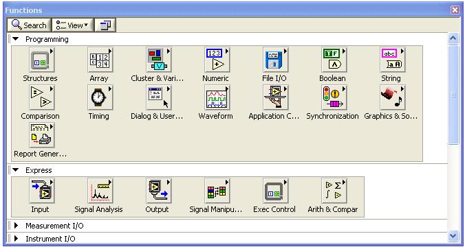 Figura 9 Function Pallet Objetos de funções por categorias.