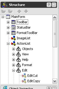 Figura 7 Structure A guia object inspector(figura 8) servirá como referencia para