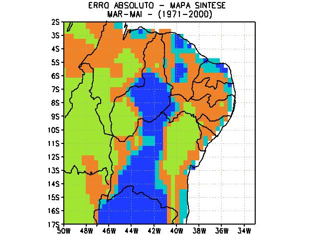 RESULTADOS E DISCUSSÃO Aqui são mostrados alguns resultados. A Figura 1 é o mapa síntese para os trimestres FMA e MAM do menor EMA. Para o ECHAM4.