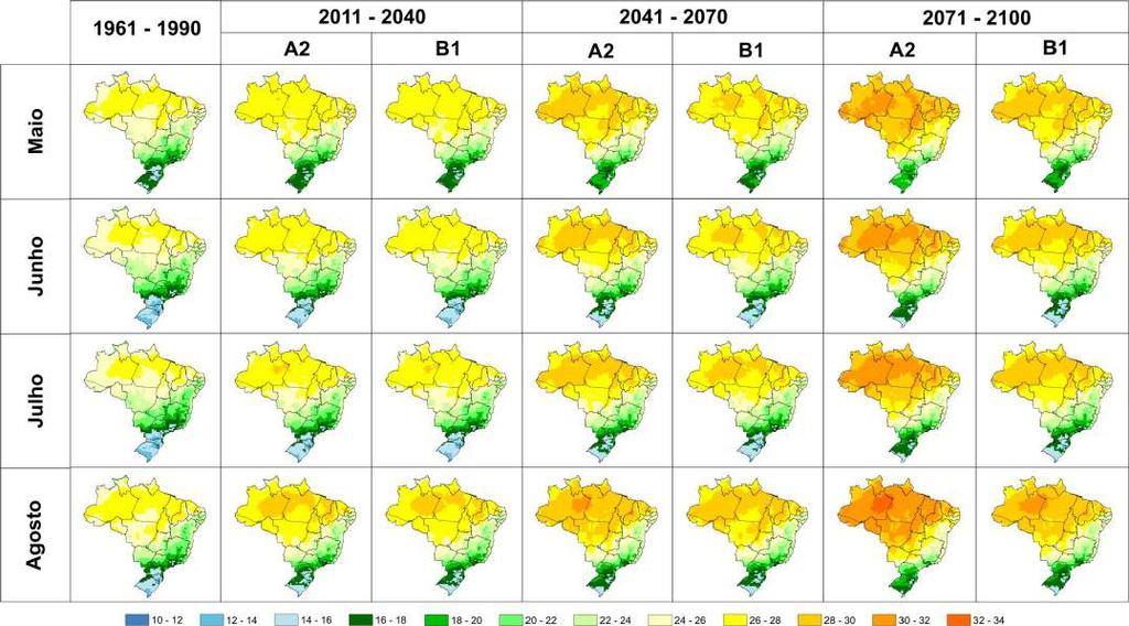 32 Projeções de variáveis climáticas de interesse agrícola para o Brasil ao longo do século 21 Figura 6.