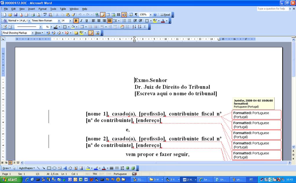 Gestão de alterações Activar o modo revisão Para activar o modo revisão o utilizador deve seleccionar o documento da lista e premir o botão Activar o modo revisão.