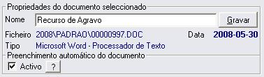 Alterar documento padrão, substituindo as áreas de preenchimento que podem ser automatizadas por palavras-chave disponíveis Para que o documento seja de preenchimento automático torna-se necessário