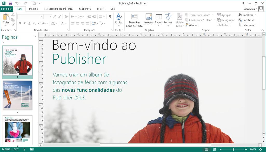 Guia de Introdução O Microsoft Publisher 2013 tem um aspeto das versões anteriores, pelo que criámos este guia para ajudar a minimizar a curva de aprendizagem.