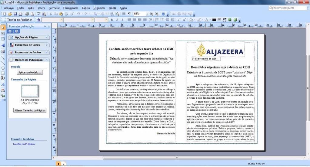 preenchimento sem que a impressora cometa erros. Esses comandos são automáticos no Publisher.