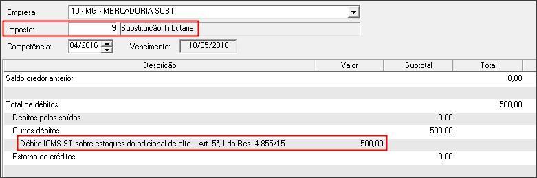 4 Realize a apuração do período até o segundo mês subsequente referente à data do aumento da carga tributária conforme item 9.2.