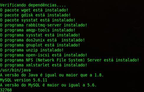 Figura 2 - Verificação das Dependências Com todos os requisitos prontos a instalação do ustorage prossegue. Para isso, digite 1 e tecle Enter.