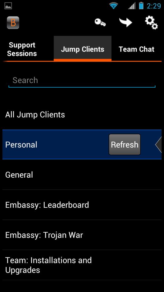 Utilizar Jump Clients para acesso automático a computadores da Consola de Apoio Técnico do Android Para aceder a um computador individual sem assistência de utilizador final, instale um Jump Client