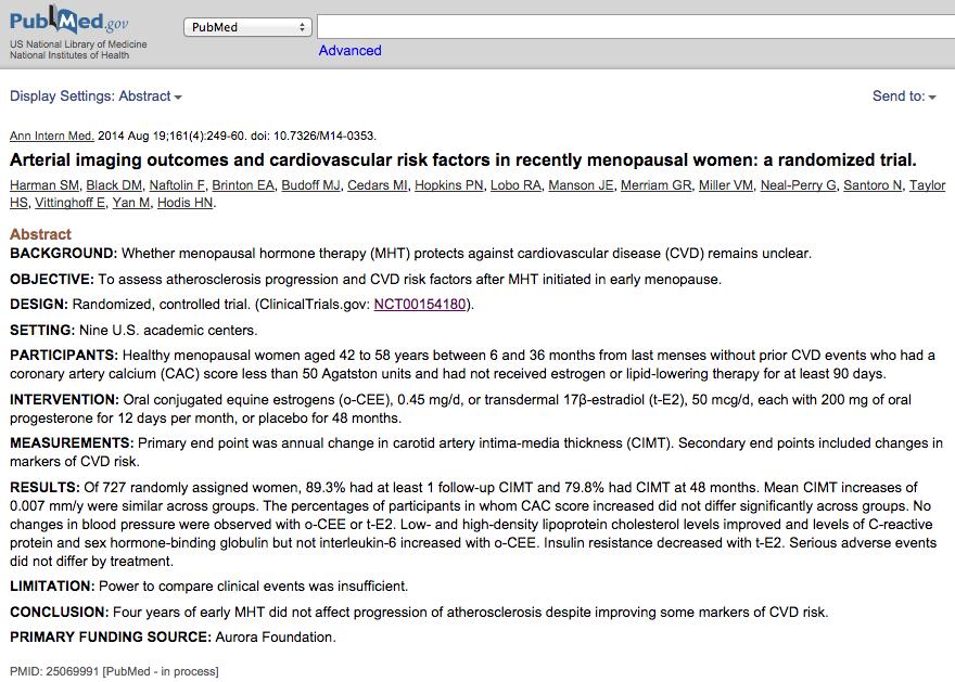 Kronos Early Estrogen Prevention Study (KEEPS)