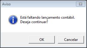 mensagem: 5.6 - Clique em [OK], para que o sistema grave o pagamento sem a integração.