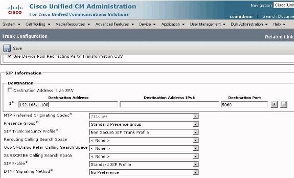 Configurar o tronco do SORVO para o Cisco Unified Presence Você configura somente um tronco do SORVO entre um conjunto do gerente das comunicações unificadas de Cisco e um conjunto do Cisco Unified