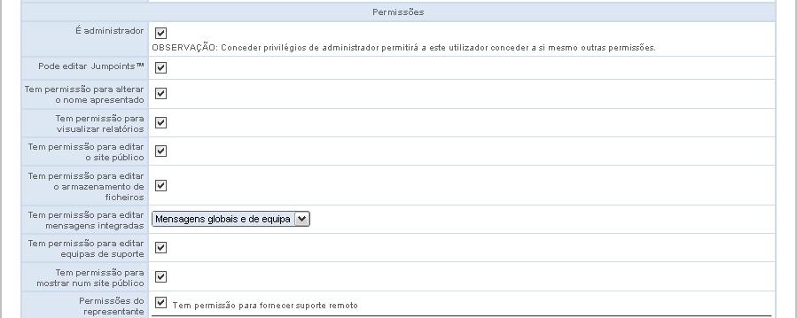 Contas de utilizador (Continuação) K L M N O P Q R S T K L M N O P Q R S T Concede direitos administrativos completos. O representante pode criar Jumpoints.