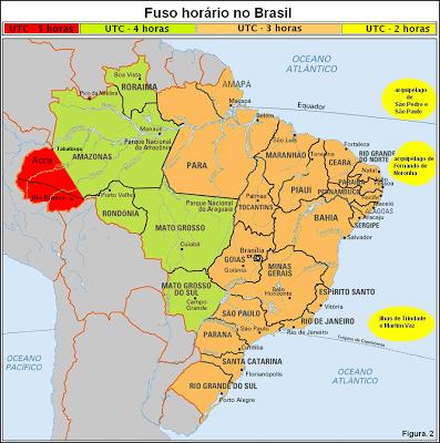 Observe o mapa de fusos horários do Brasil para responder o que se pede: Sabendo-se que a abertura dos Jogos Olímpicos ocorrerá no Rio de Janeiro, dia 5 de agosto às 20 horas, indique qual horário os
