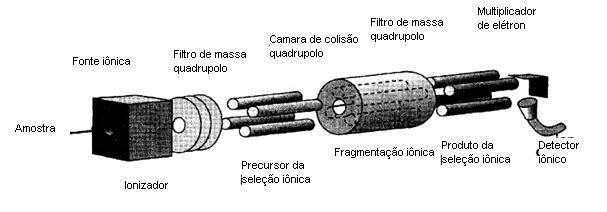 39 por diferentes fragmentos obtidos após uma colisão induzida com gás inerte (Diáz- Cruz & Barceló, 2007; Harris, 1998). O triplo quadrupolo é o espectrômetro de massas mais utilizado.