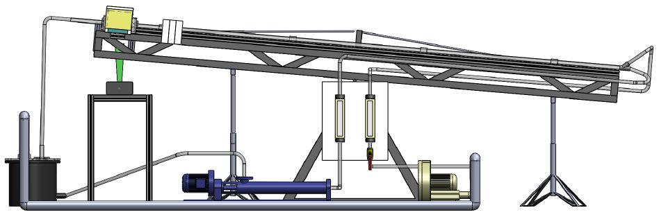 Capítulo 4 - Montagem Experimental 94 A seção de testes apresentava-se apoiada por dois suportes visando garantir a estabilidade do sistema durante o escoamento.